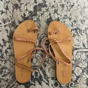 Carly Jean Los Angeles Tan Braided Rhodes Sandals
